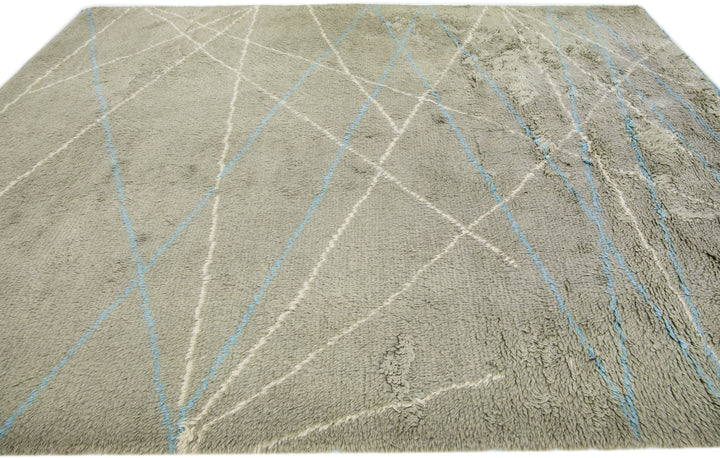 Modern Moroccan Wool Rug 9 X 12