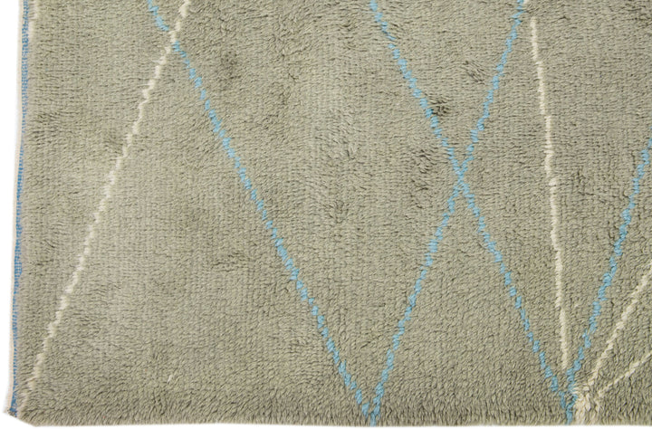 Modern Moroccan Wool Rug 9 X 12