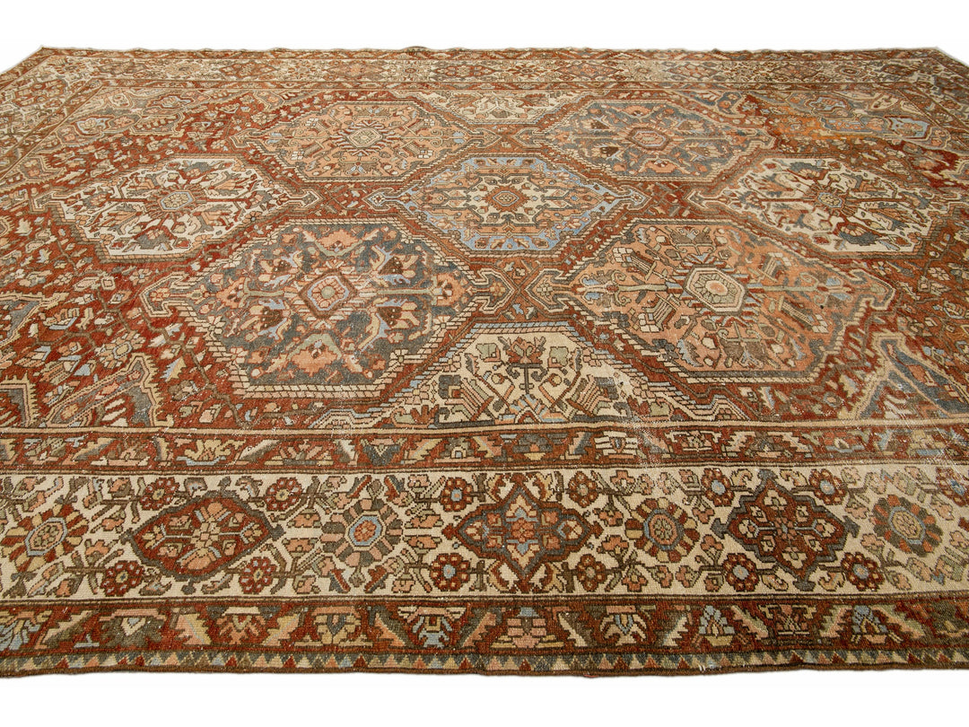 Antique Bakhtiari Persian Wool Rug 12 X 17