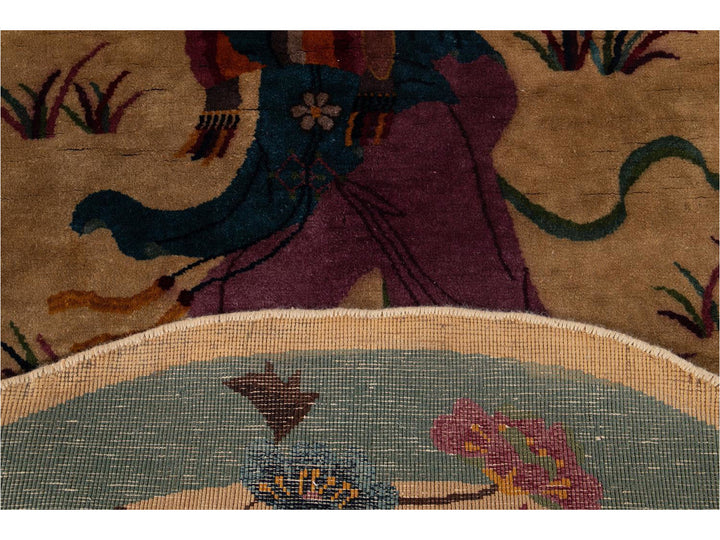 Vintage Chinese Art Deco Oval Rug 5 X 8