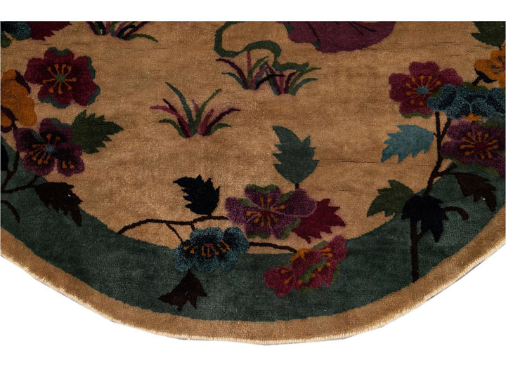Vintage Chinese Art Deco Oval Rug 5 X 8