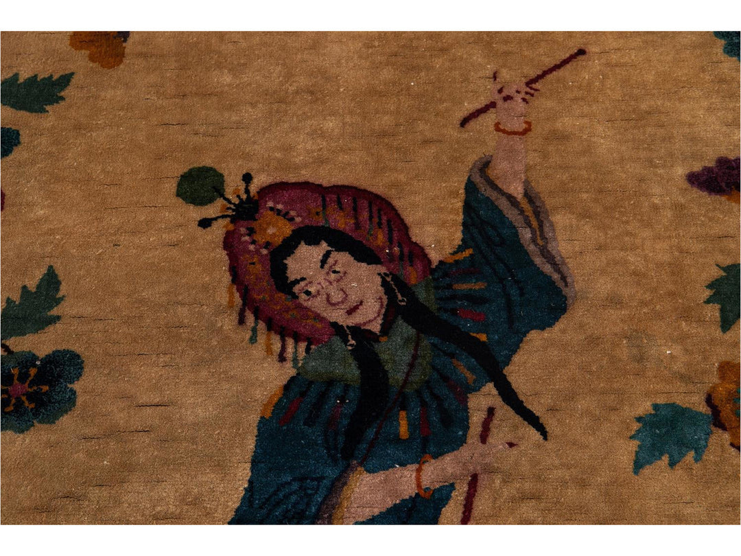 Vintage Chinese Art Deco Oval Rug 5 X 8