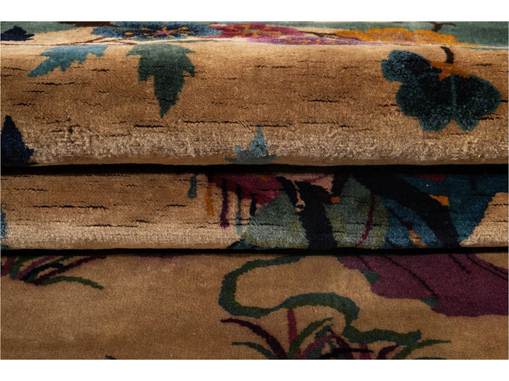 Vintage Chinese Art Deco Oval Rug 5 X 8