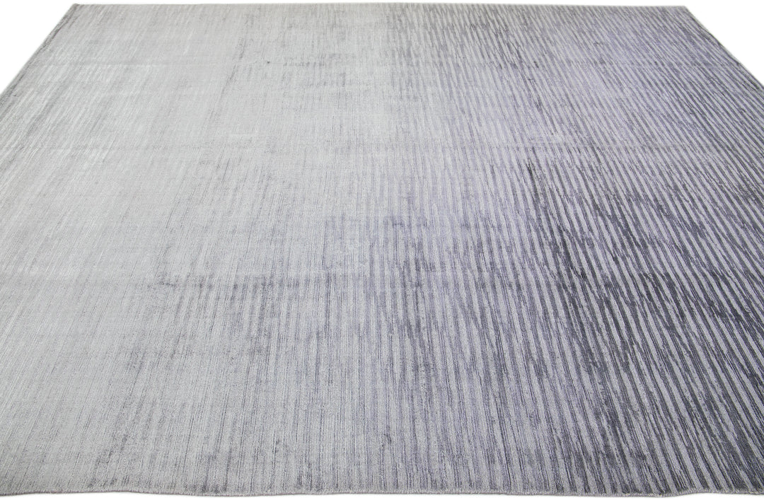 Modern Wool and Silk Rug 9 X 12