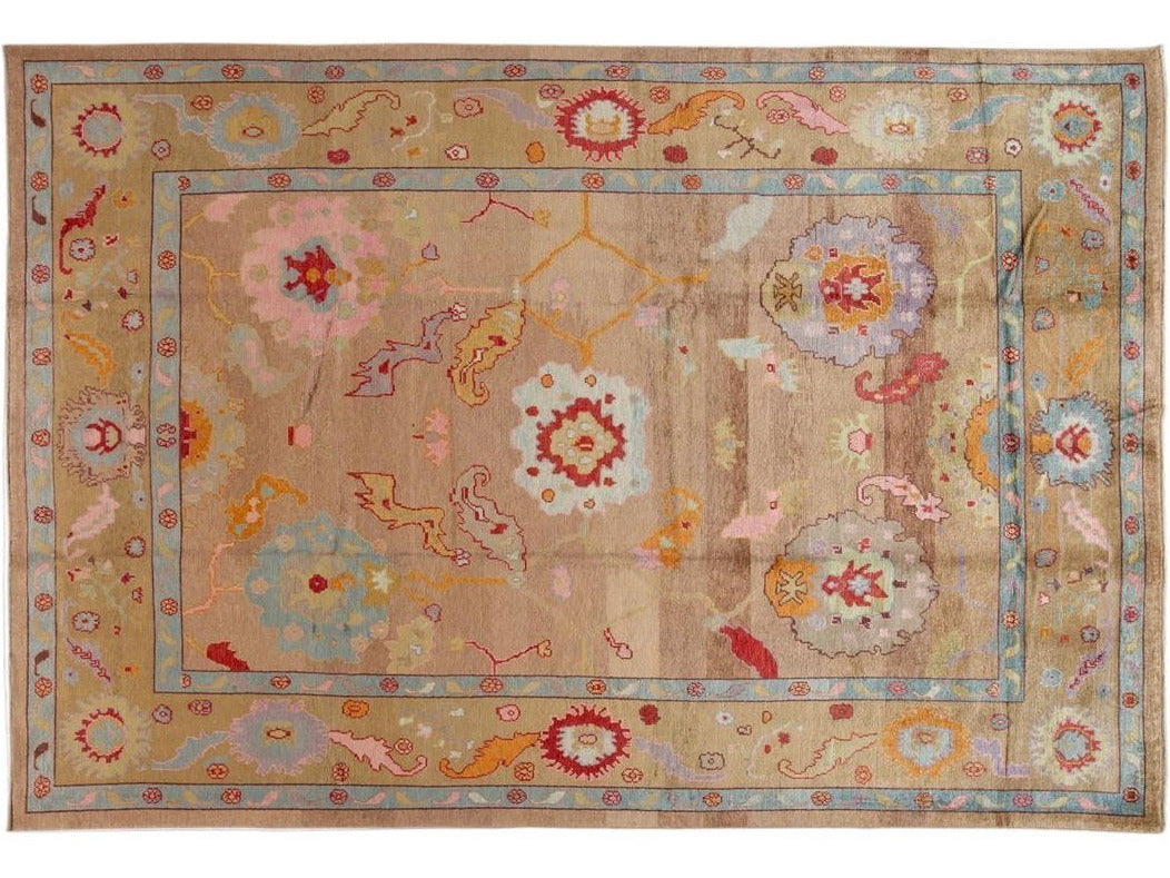 Modern Oushak Wool Rug 10 X 15