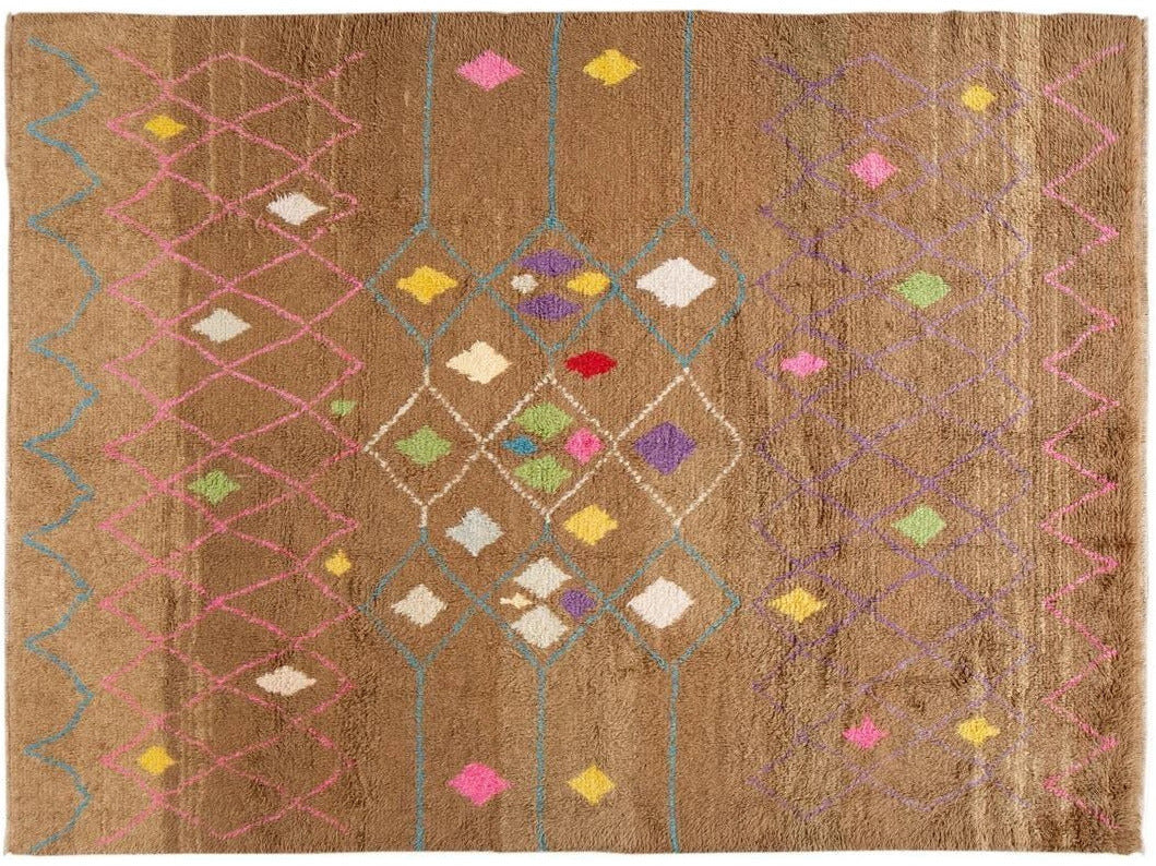 Modern Moroccan-Style Wool Rug 10 X 14