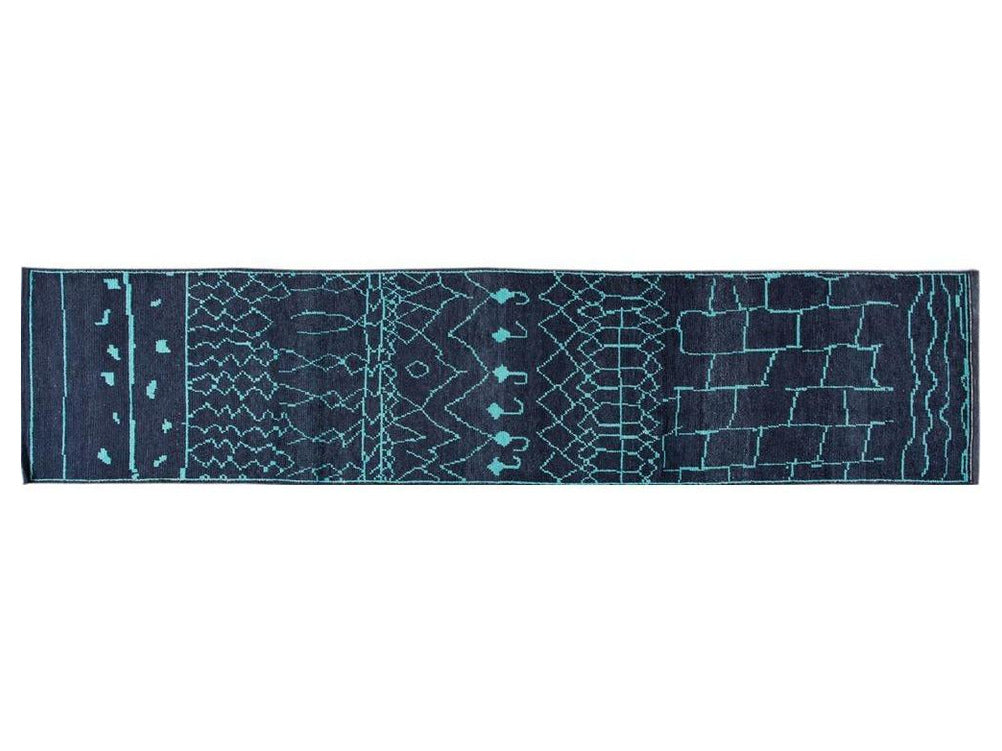 Modern Moroccan Style Wool Runner 3 X 14