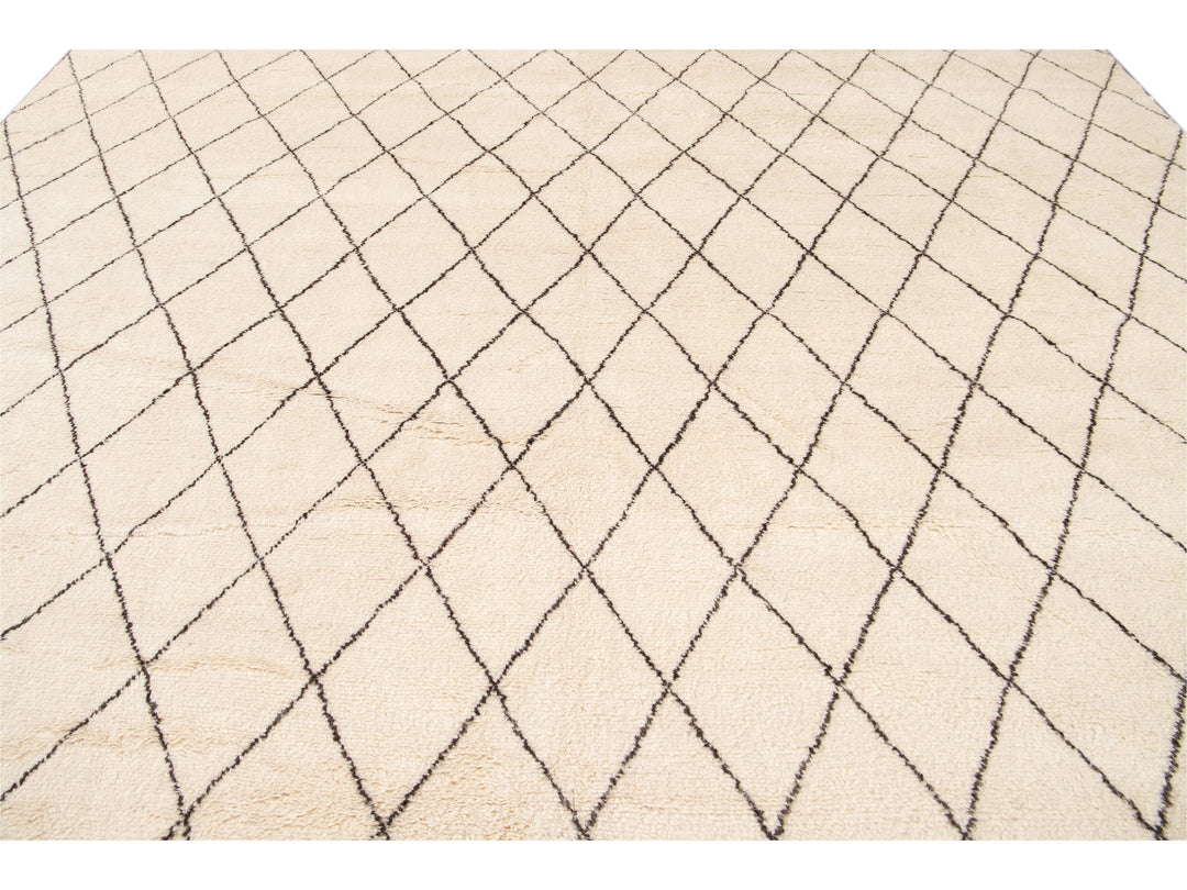 Modern Moroccan Style Oversize Wool Rug 12' x 15'