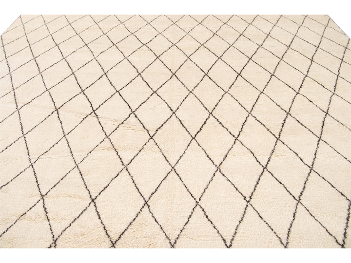 Modern Moroccan Style Oversize Wool Rug 12' x 15'