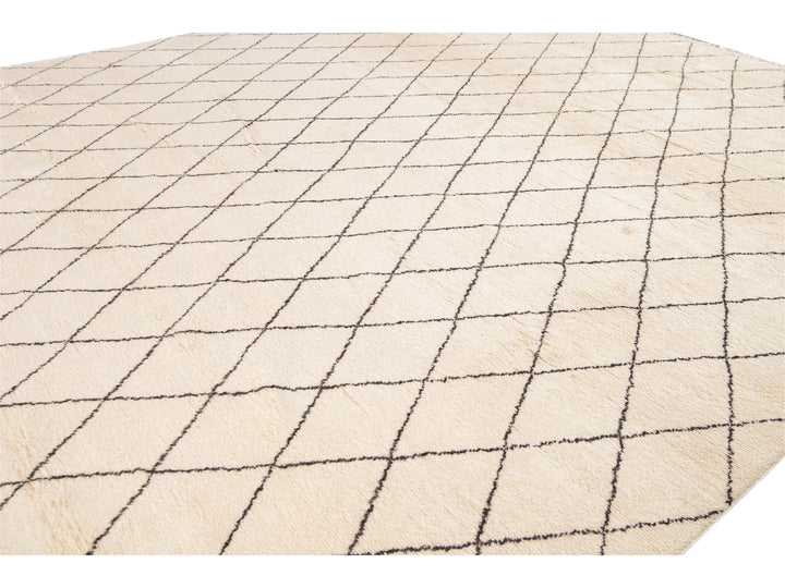 Modern Moroccan Style Oversize Wool Rug 12' x 15'