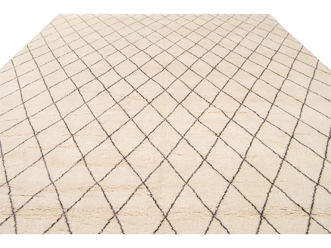 Modern Moroccan Style Oversize Wool Rug 12' x 15'