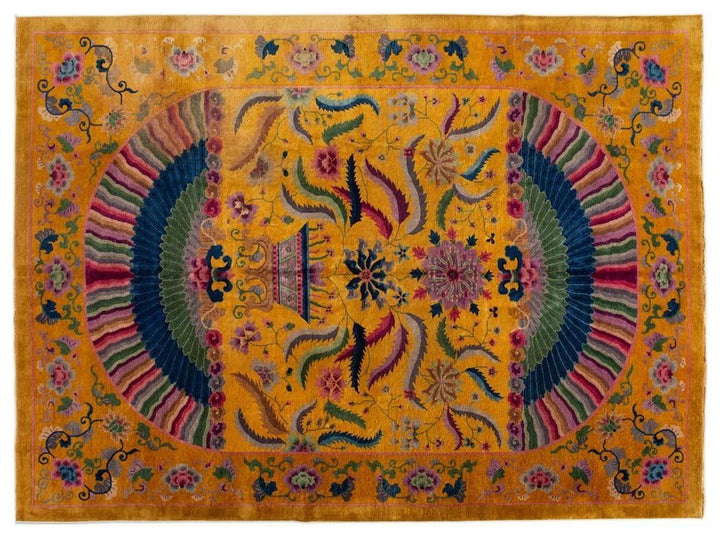 Antique Art Deco Chinese Wool Rug 10' x 14'