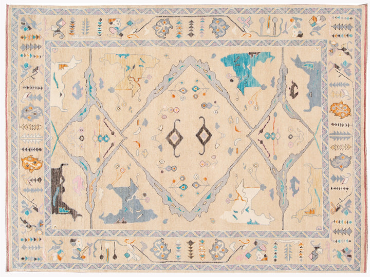 Modern Turkish Oushak Wool Rug 9 X 12