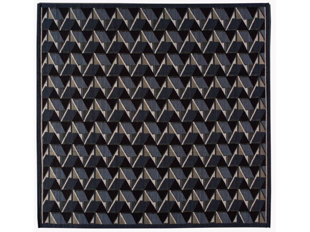 Square Modern swedish Style Handmade Abstract Wool Rug With Black Field