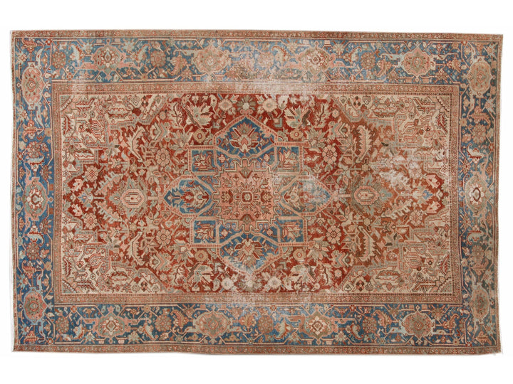 Antique Heriz Wool Rug 8 X 12