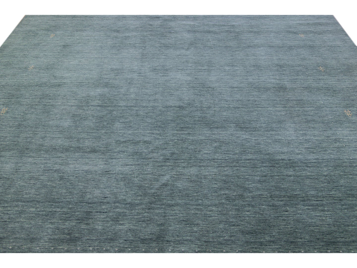 Modern Gabbeh Style Hand-Loom Light Gray Minimalist Pattern Wool Rug