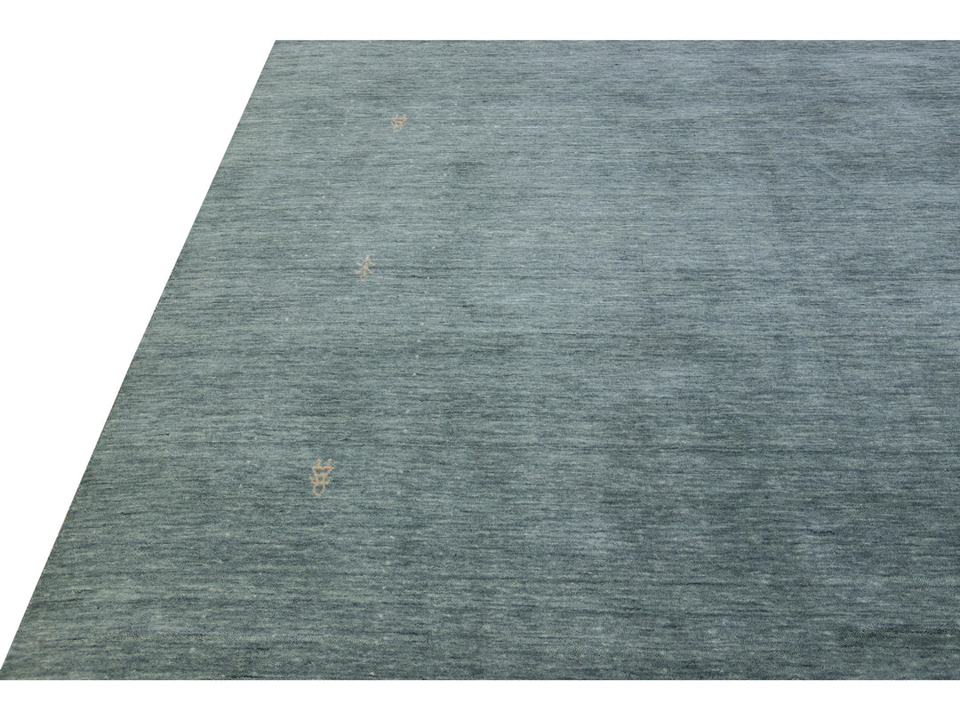 Modern Gabbeh Style Hand-Loom Light Gray Minimalist Pattern Wool Rug