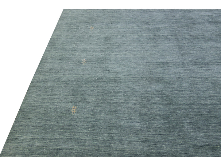 Modern Gabbeh Style Hand-Loom Light Gray Minimalist Pattern Wool Rug