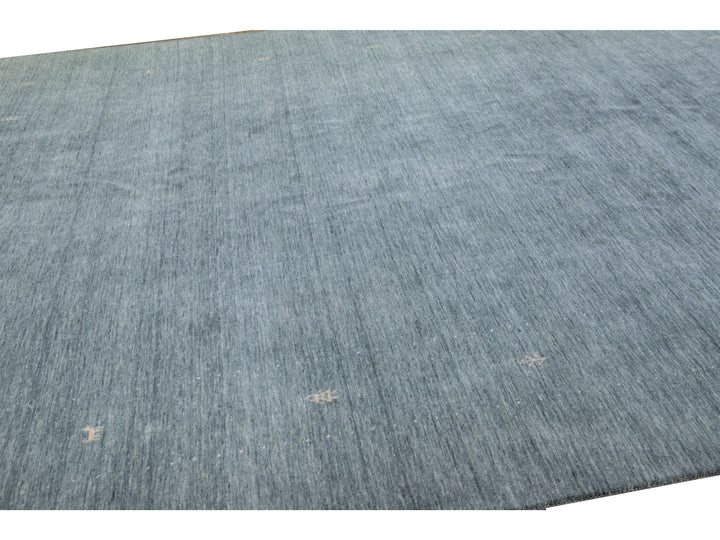 Modern Gabbeh Style Hand-Loom Light Gray Minimalist Pattern Wool Rug