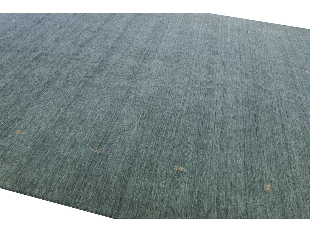 Modern Gabbeh Style Hand-Loom Light Gray Minimalist Pattern Wool Rug
