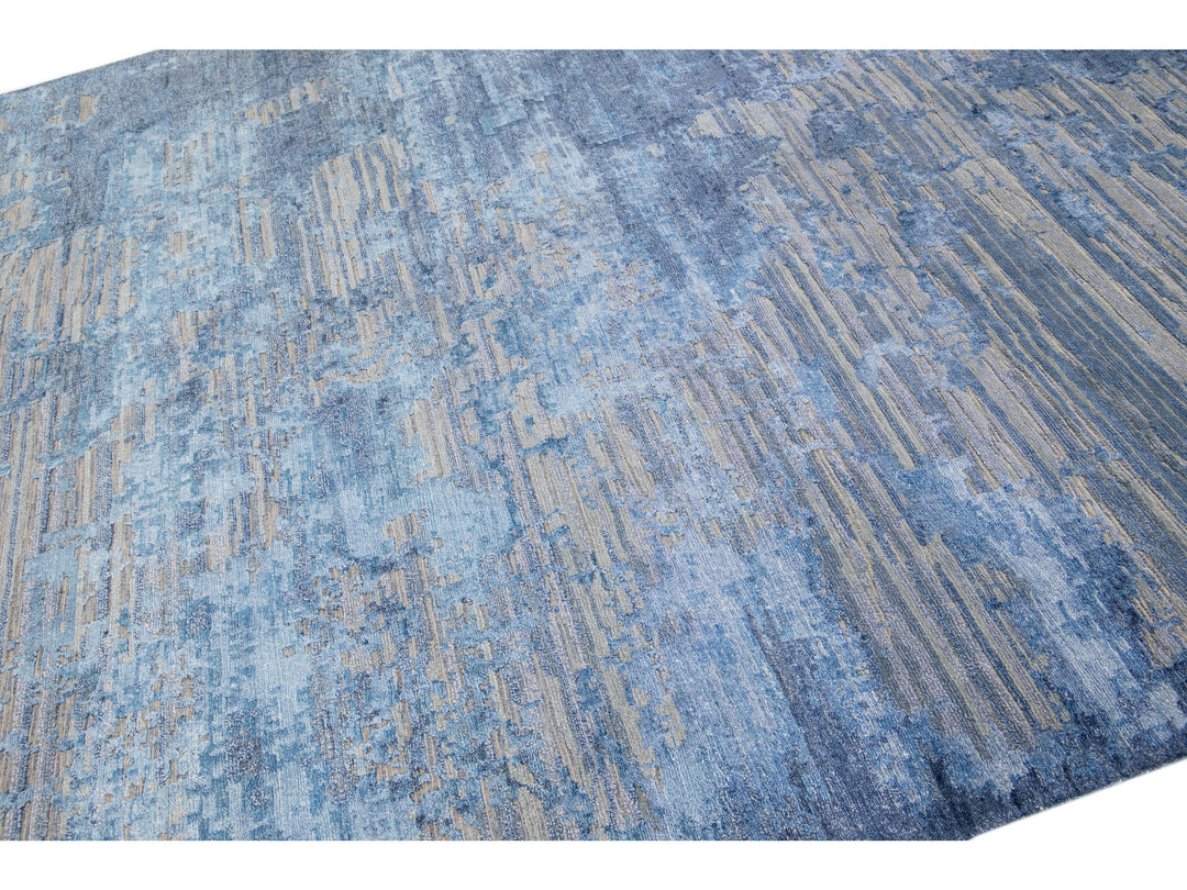 Modern Indian Wool & Silk Rug 8 X 10