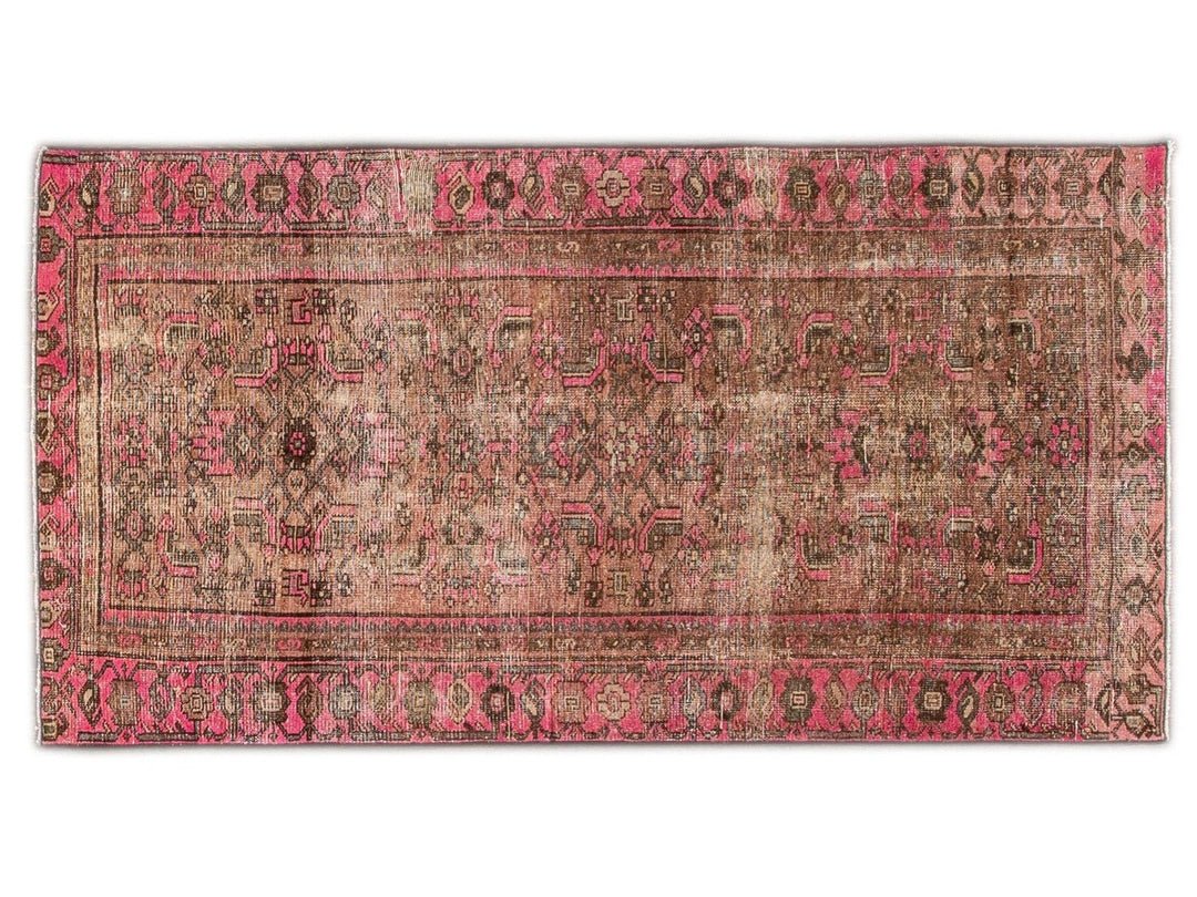 Vintage Shabby Chic Handmade Peach Wool Rug