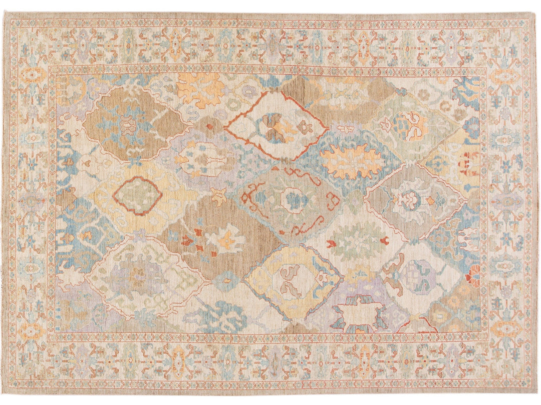 Modern Sultanabad Multicolor Handmade Medallion Floral Wool Rug