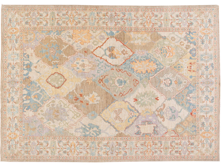 Modern Sultanabad Multicolor Handmade Medallion Floral Wool Rug