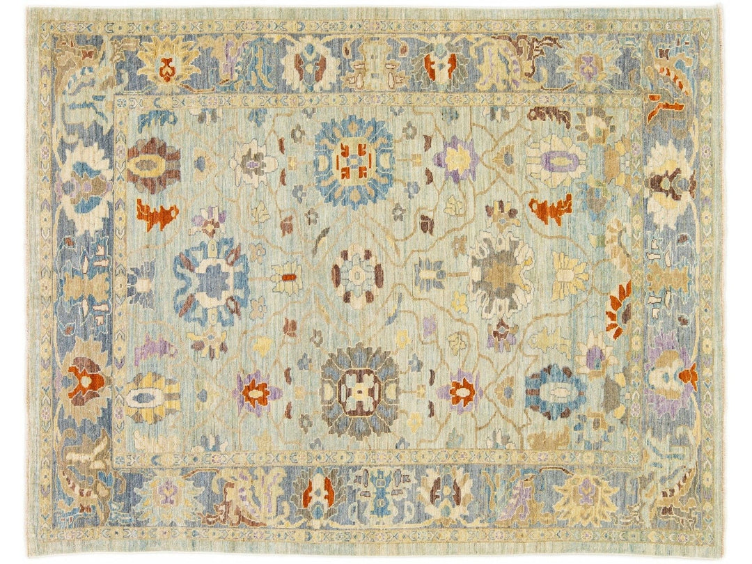Modern Sultanabad Blue Wool Rug