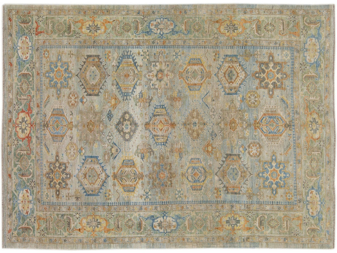 Modern Heriz Style Wool Rug 9 X 13