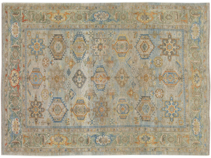 Modern Heriz Style Wool Rug 9 X 13