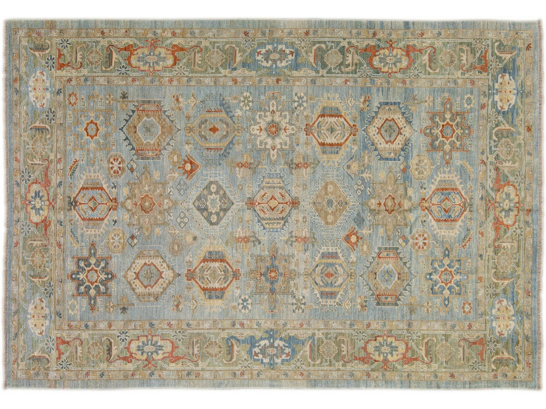 Modern Heriz Style Wool Rug 9 X 13