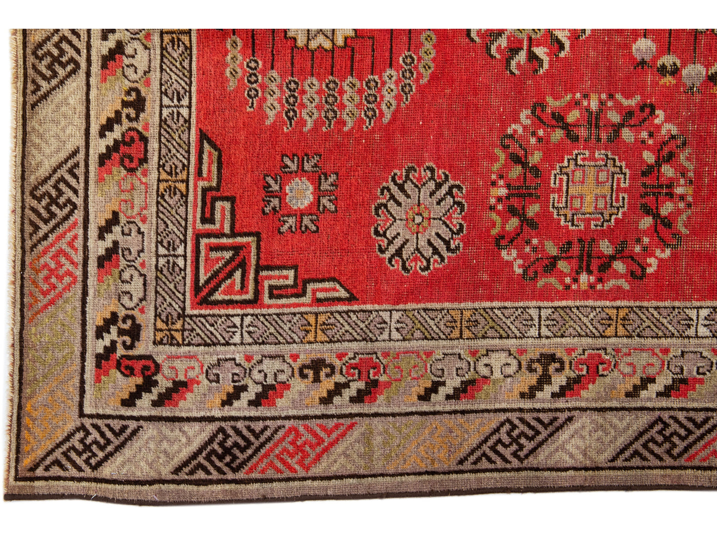 Vintage Khotan Wool Rug 4 X 9