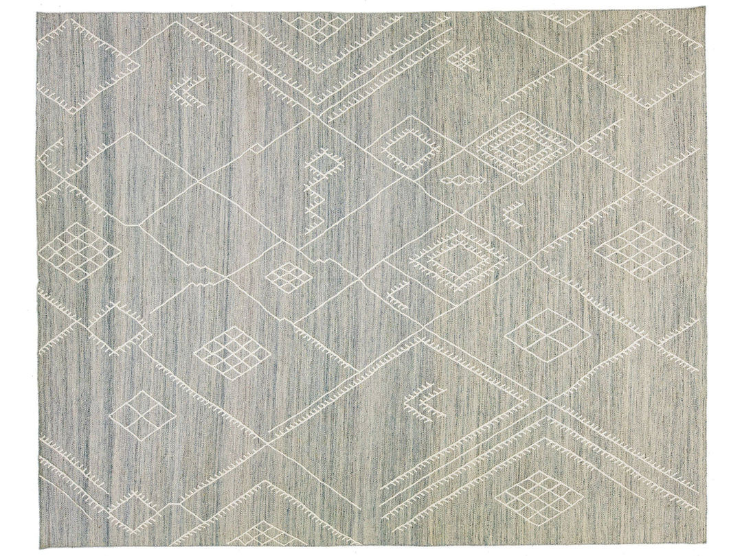 Modern Flaweave Wool Rug 10 X 13