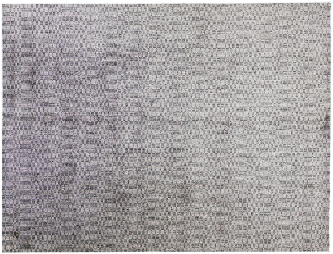 Modern Wool and Silk Rug 9 X 12