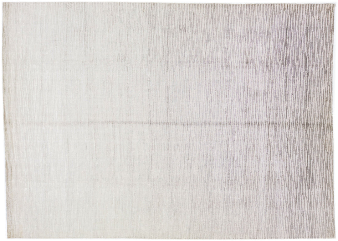 Modern Wool and Silk Rug 10 X 14