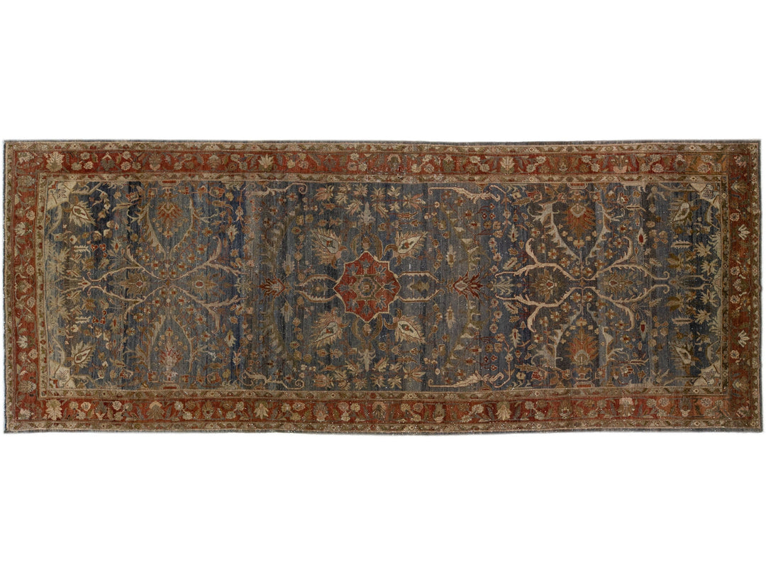 Grey Antique Persian Hamadan Handmade Gallery Wool Rug