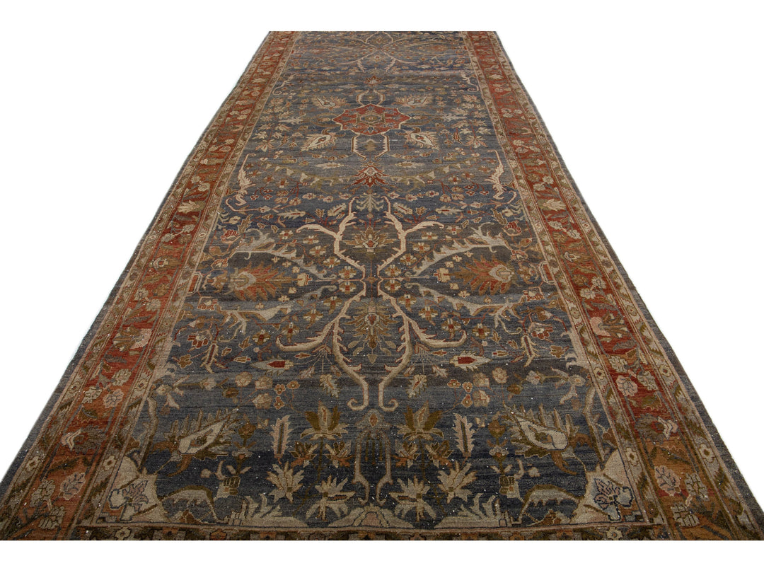 Antique Hamadan Wool Rug 7 X 17