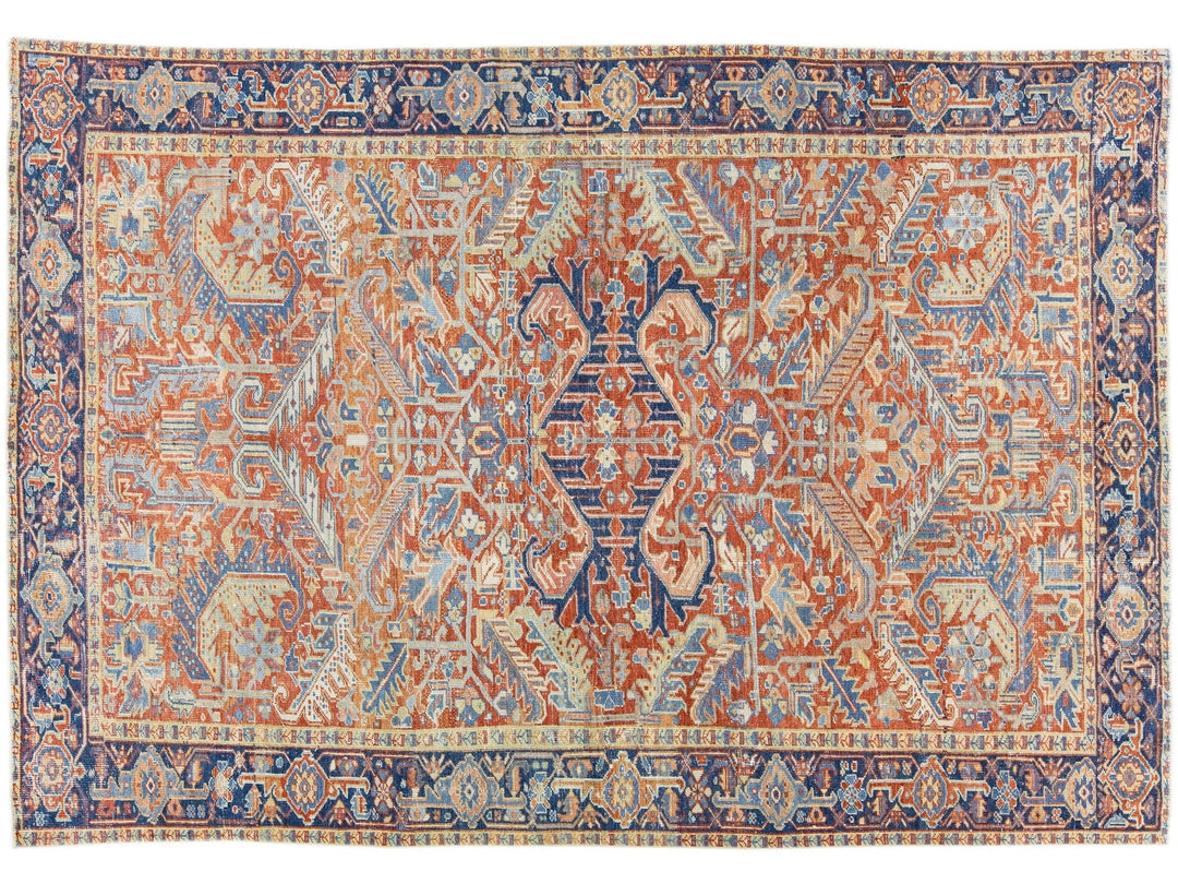 Antique Heriz Wool Rug 7 X 10