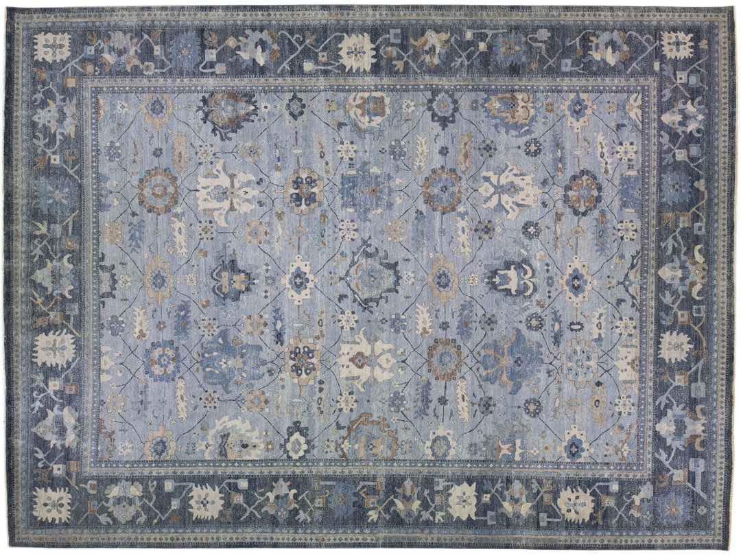 Apadana's Persian Style Mahal Handmade Gray Oversize Wool Rug
