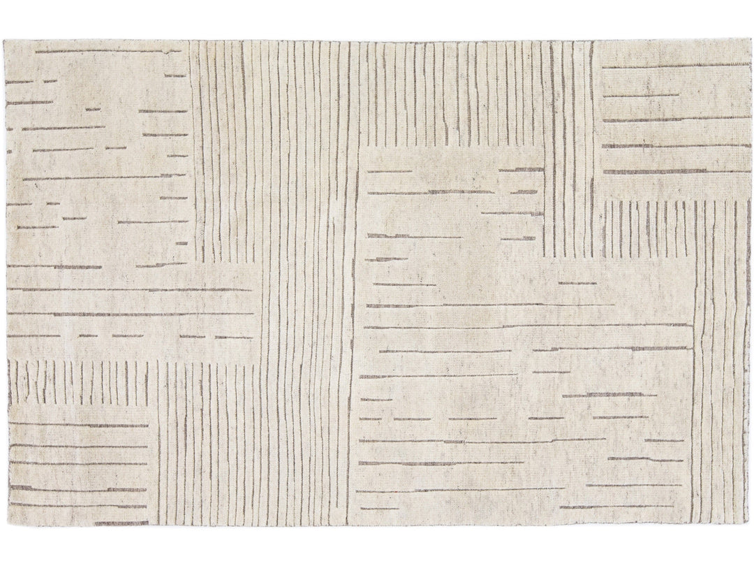 Modern Moroccan Wool Rug 5 X 8