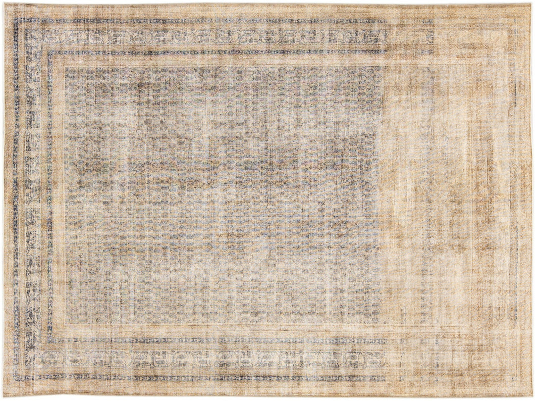 Antique Sivas Handmade Allover Designed Beige Oversize Wool Rug