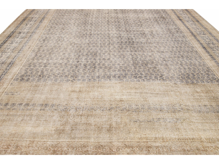 Antique Sivas Handmade Allover Designed Beige Oversize Wool Rug