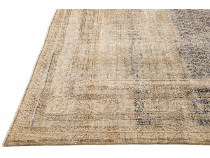 Antique Sivas Handmade Allover Designed Beige Oversize Wool Rug