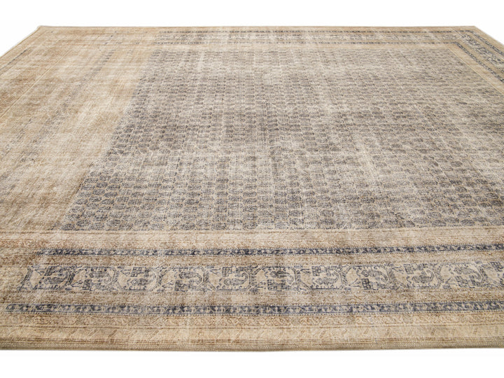 Antique Sivas Handmade Allover Designed Beige Oversize Wool Rug