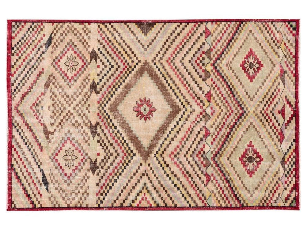 Vintage Turkish Scatter Wool Rug 4 X 7