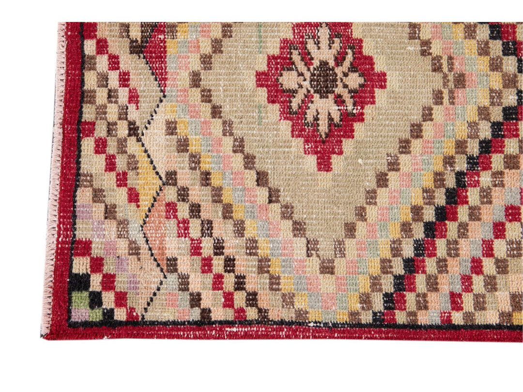 Vintage Turkish Scatter Wool Rug 4 X 7