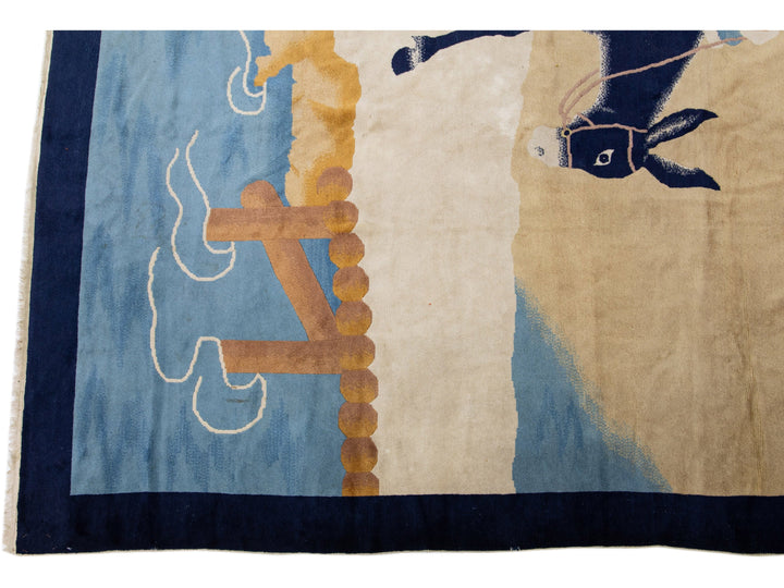 Antique Chinese Art Deco Wool Rug 10 X 12