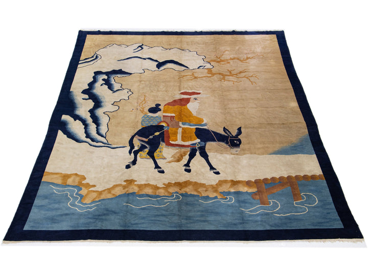 Antique Chinese Art Deco Wool Rug 10 X 12