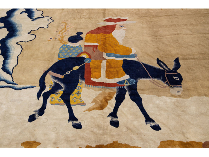 Antique Chinese Art Deco Wool Rug 10 X 12